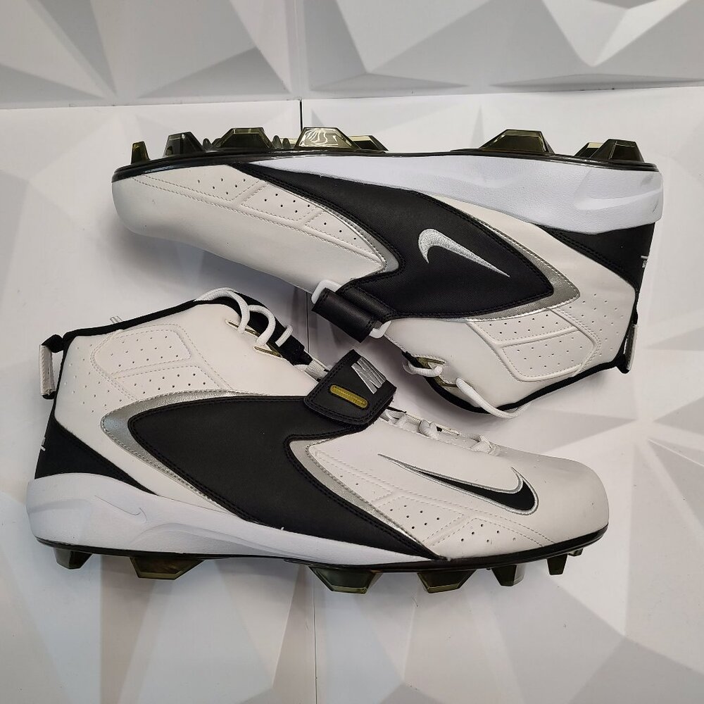 Nike Men's Football Cleats 18 White Black Shoe Lacrosse Air Zoom Boss Shark